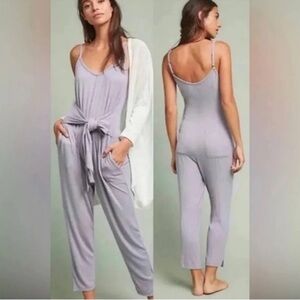 ANTHROPOLOGIE SATURDAY SUNDAY Thorpe lavender tie waist jumpsuit slouch‎ Size S